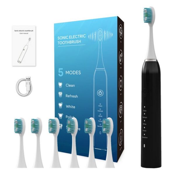 walkbee Elektrische Zahnbürste zahnbürste,Schallzahnbürste für Zahnpflege, Aufsteckbürsten: 6 St., Electric toothbrush für Erwachsene,5 Putzmodi, Reise Zahnbürsten mit 6 Zahnbürstenkopf,2-Minuten-Timer