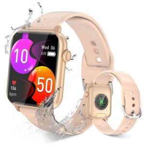 walkbee Smartwatch Fitness Tracker Uhr für Damen Herren mit Telefonfunktion Smartwatch (5 cm/1.96 Zoll Full-Touch Zoll) IP67 Wasserdicht Fitness Uhr,Frauengesundheit,Fitness Tracker mit Schrittzähler, Always-on-Screen-Funktion, Sportuhren mit Herzfrequenzmessung, Blutsauerstoffmessung,Sportarmband Kompatibel mit iOS und Android.