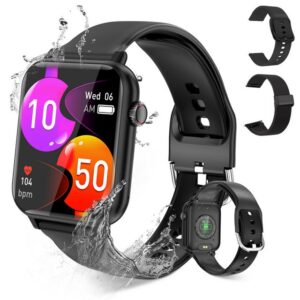 walkbee Smartwatch Fitness Tracker Uhr für Damen Herren mit Telefonfunktion Watch (5 cm/1.96 Zoll Full-Touch Zoll) IP67 Wasserdicht Fitness Uhr,Frauengesundheit,Fitness Tracker mit Schrittzähler, Always-on-Screen-Funktion, Sportuhren mit Herzfrequenzmessung, Blutsauerstoffmessung,2 Austauschbare Armbänder.