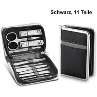 TPFBeauty Maniküre- & Pediküre-Set 11-teilig aus Kunstleder - verschiedene Farben - Schwarz