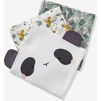 3er-Pack Baby Wickeltücher PANDAFREUNDE