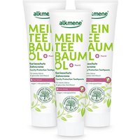 alkmene Zahnpasta 3x Teebaumöl Kariesschutz Zahncreme mit 6fach Schutz - Zahnpasta vegan