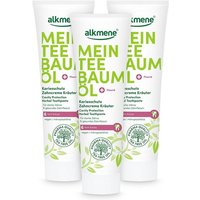 alkmene Zahnpasta 3x Teebaumöl Kariesschutz Zahncreme Kräuter - Zahnpasta 6fach Schutz