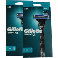 2 x Gillette Mach 3 Rasierapparat Herrenrasierer Gesicht 1 Griff + 1 Klinge Set