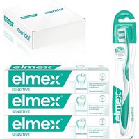 elmex Zahnpflege-Set Sensitive Set 3x Zahnpasta & 1x Zahnbürste - schmerzempfindliche Zähne