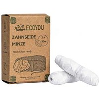 EcoYou Zahnseide Zahnseide mit Bambus Aktivkohle - Minze Nachfüllset weiß