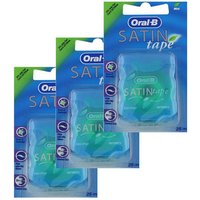 Oral-B Zahnseide 3 x Oral-B SATINtape Zahnseide Mint Zahnband je 25m Ideal für Erstanwe